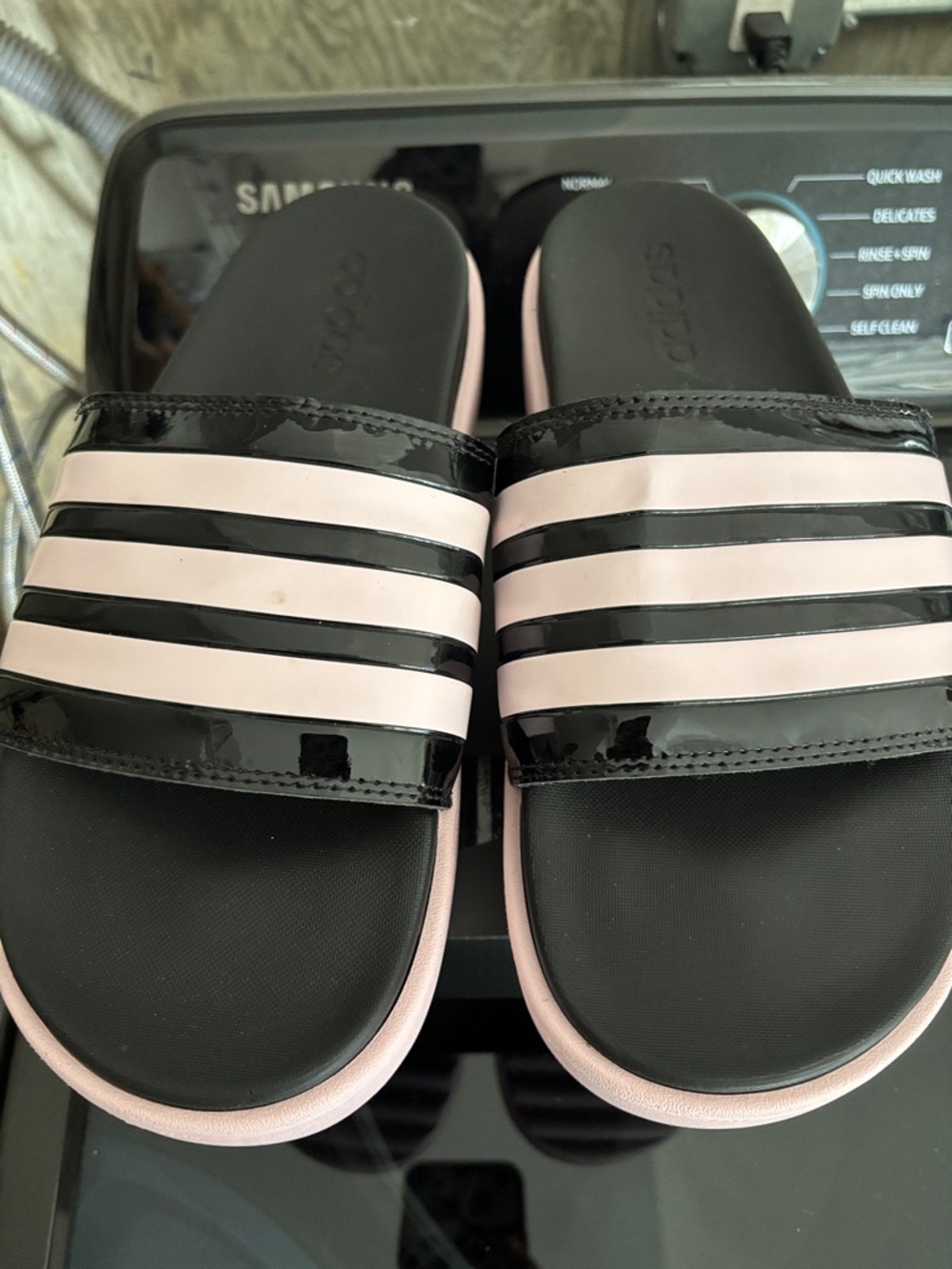 adidas Black & Light Pink Slide Sandals for Women